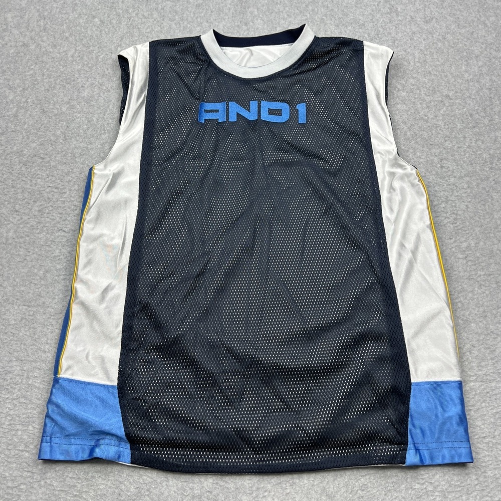 And1 Basketball Jersey Men's XL Blue‎ Mesh Reversible Athletic Sleeveless Shirt